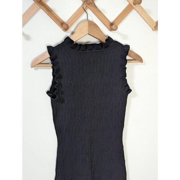 Current Air Los Angeles Black Ruffled Sleeveless Sweater Tank Top - Size S - Picture 5 of 7